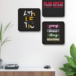 Livin'luxe Set of 3 Piece MDF Black & White Motivational Wall Paintings-picture-5