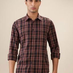 Parx Slim Fit Tartan Checks Checked Spread Collar Pure Cotton Shirt-picture-7