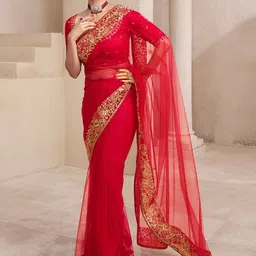 LeeliPeeri Designer Embellished Embroidered Net Saree-picture-17