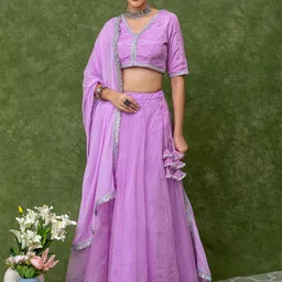 KASYA Embroidered Thread Work Ready to Wear Lehenga & Blouse With Dupatta-picture-9