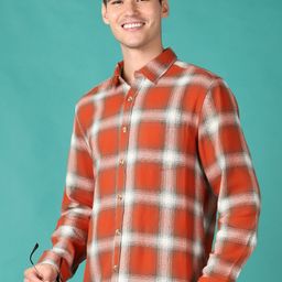 V-Mart Men Spread Collar Buffalo Checked Cotton Casual Shirt-image-87