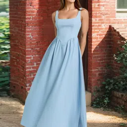 bebe Women Solid Sleeveless Maxi Dress-picture-32