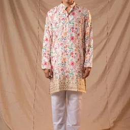 5 Stitch Men Floral Embroidered Sequinned Jacquard Kurta-50