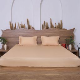 BELIHODE Beige 300 TC King Bedsheet with 2 Pillow Covers-image-73