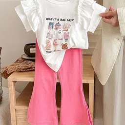 YK Girls Printed Top With Trouser Clothing Set-image-13