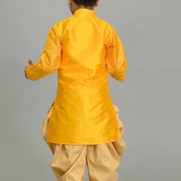 NFC CREATION Boys Embroidered Regular Sequinned Dupion Silk Kurta with Patiala image 4