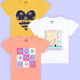 J&JP Girls 3 Printed Applique T-shirt-image-92