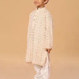 The Mini Trunk Boys Ethnic Motifs Embroidered Regular Sequinned Kurta with Pyjamas image 3