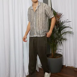 Campus Sutra Men Comfort Cuban Collar Abstract Printed Oversized Casual Shirt-image-72