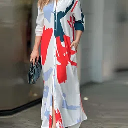 StyleCast Women Shirt Collar Maxi Dress-52
