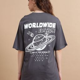MORSE CODE Women Printed Drop-Shoulder Sleeves Pure Cotton T-shirt-7