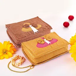 Kuber Industries Gold-Toned & Brown 2 Pieces Polka Dot Printed Jewellery Organiser-5