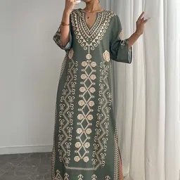 StyleCast x Revolte Women Abstract Printed Georgette Kaftan Maxi Dress-picture-24