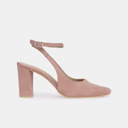 T.ELEVEN Women Pointed Toe Ankle Loop Block Heel Pumps with Buckles image 3