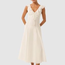 Forever New Ruffles Detail A-Line Midi Dress-image-8
