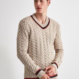 Trendyol Men Self Design V-Neck Cardigan Sweater-image-47