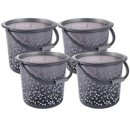 Kuber Industries Black 4 Pieces Geometric Printed Lightweight Buckets 18 L Each-76