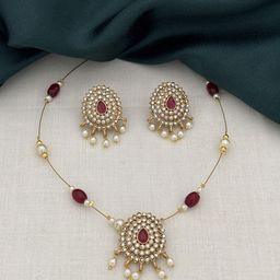 Anouk Gold-Plated Stone-Studded Jewellery Set-image-59