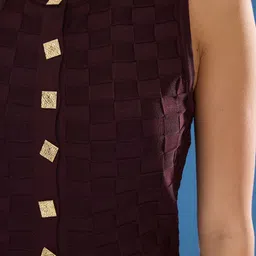Trendyol Checked Button-Detail Top & Midi Skirt Co-Ord Set image 5