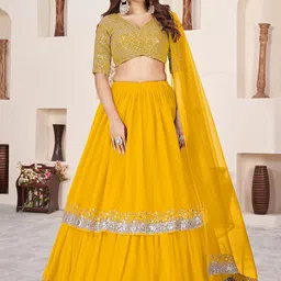 DIVASTRI Embellished Sequinned Semi-Stitched Lehenga & Unstitched Blouse With Dupatta-27