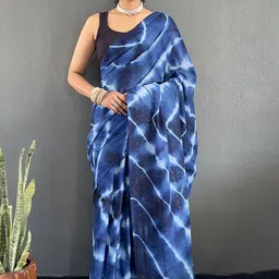 HERE&NOW Tie and Dye Leheriya Saree-image-12