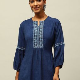 Rangriti Ethnic Motifs Embroidered Thread Work Thread Work Kurti-image-12