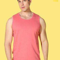 WOOSTRO Pack Of 2 Printed Super Combed Cotton Gym Vests VWS26(MORE YELLOW)(PLAIN PEACH)-image-87