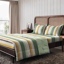 The Happy Pod Green & White Striped Summer Single Bed Dohar-picture-23