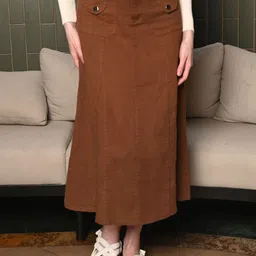 ODETTE Mid Rise Denim A-Line Maxi Skirt-image-15