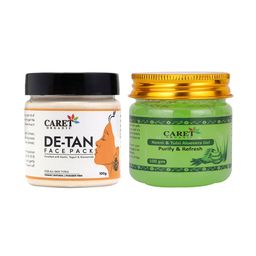 CARET ORGANIC Set Of 2 Aloevera Gel- 100g & De-Tan Face Pack-100g-34