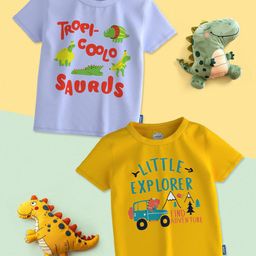 Nauti Nati Boys 2 Printed Bio Finish Applique T-shirt-56