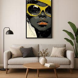 999Store Black & Yellow Portrait With Glasses Canvas Wall Art-image-94