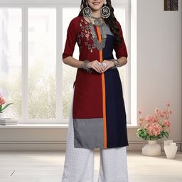 HERE&NOW Women Pack Of 2 Ethnic Motifs Printed Daily Straight Kurtas-image-87