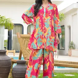Chandbaali Digital Printed Top With Palazzos Co-Ords-image-50