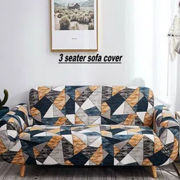 DECOR VATIKA White Printed 3 Seater Sofa Cover With Arms-picture-28