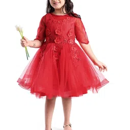 Mark and Mia Girls Self Design Fit and Flare Dress-image-32
