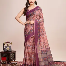 OFLINE SELECTION Ethnic Motifs Printed Zari Pure Linen Saree-picture-35