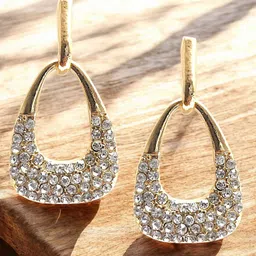 DressBerry Crystals Studded Contemporary Shaped Drop Earrings-35