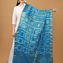 A R SILK DUPATTA HUB Bandhani Gharchola Printed Zari Silk Dupatta-picture-11