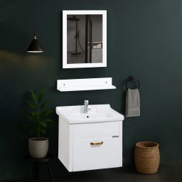 Wash Basin with Cabinet/Unbreakable Wall Mount Vanity Cabinet for Bathroom Organizer - (APS-506) Wall Hung Basin-image-47