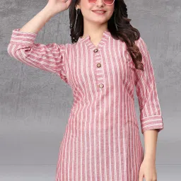 Casual Regular Sleeves Striped Women Pink, White Top-picture-24