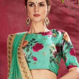 FABPIXEL Printed Semi-Stitched Lehenga & Unstitched Blouse With Dupatta image 4