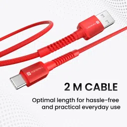 Portronics USB Type C Cable 6 A 2 m Konnect X Unbreakable Nylon Braided USB A to Type C Cable with 6Amp Output image 5