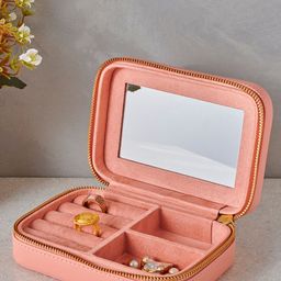 Home Centre Orion Emma Peach-Coloured Wooden Rectangular Jewellery Box-2