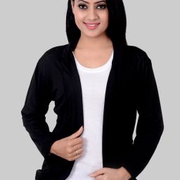 Women Jacket Style Full Sleeve Black Shrug-image-70