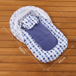 Babyhug Cherry Print Gadda Set With Mosquito Net - Blue image 3