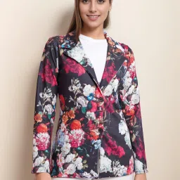 Women Printed Tuxedo Style Casual Blazer-picture-17