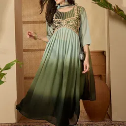 KALINI Women Ethnic Motifs Embroidered Regular Kurta with Trousers & Dupatta-picture-32