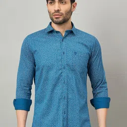 Duke Slim Fit Printed Spread Collar Cotton Casual Shirt-image-63