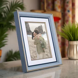 Golden Peacock Blue & White Textured Table Photo Frame-29